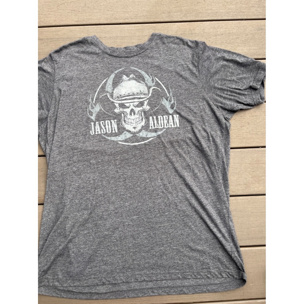 Jason Aldean Burnin It Down Graphic T-Shirt Gray Country Music Tee XL (223) - Picture 2 of 5